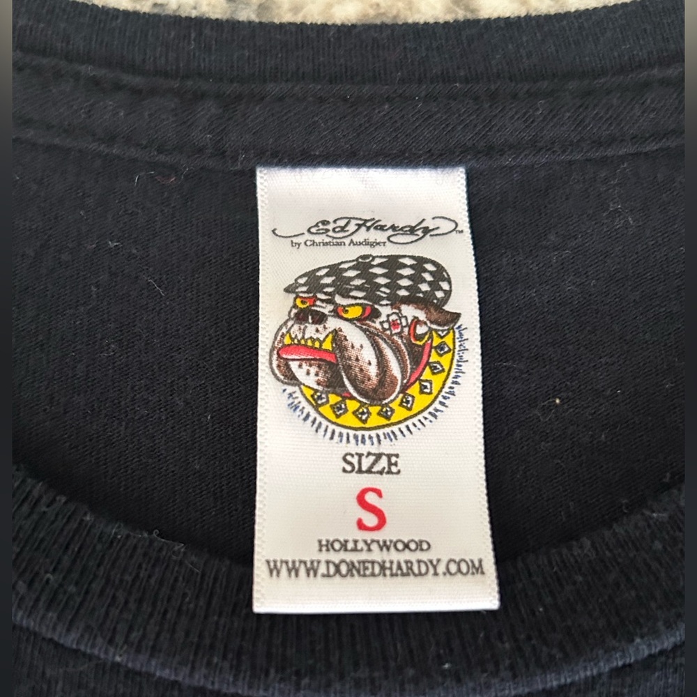 Ed Hardy by Christian Audigier Long Sleeve Rose Bouquet Tattoo Graphic Tee Sz S - Picture 5 of 10